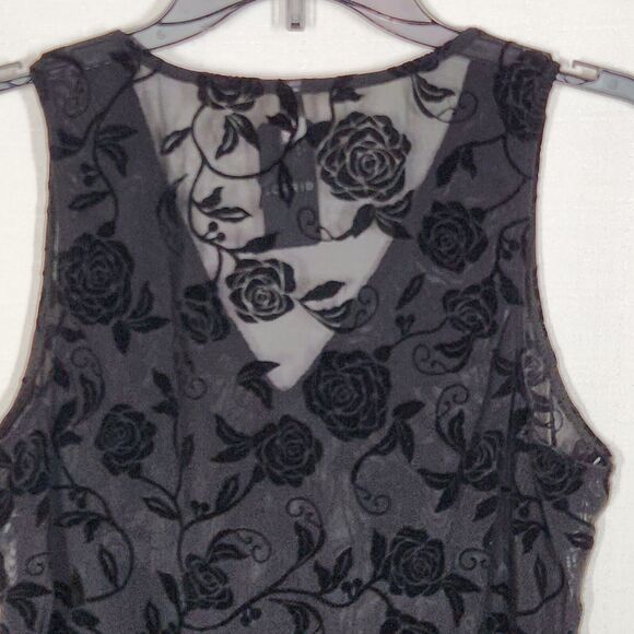 Torrid Sheer Black Mesh Velvet Flocked Sleeveless Bodysuit Plus Size 1X - Picture 8 of 8
